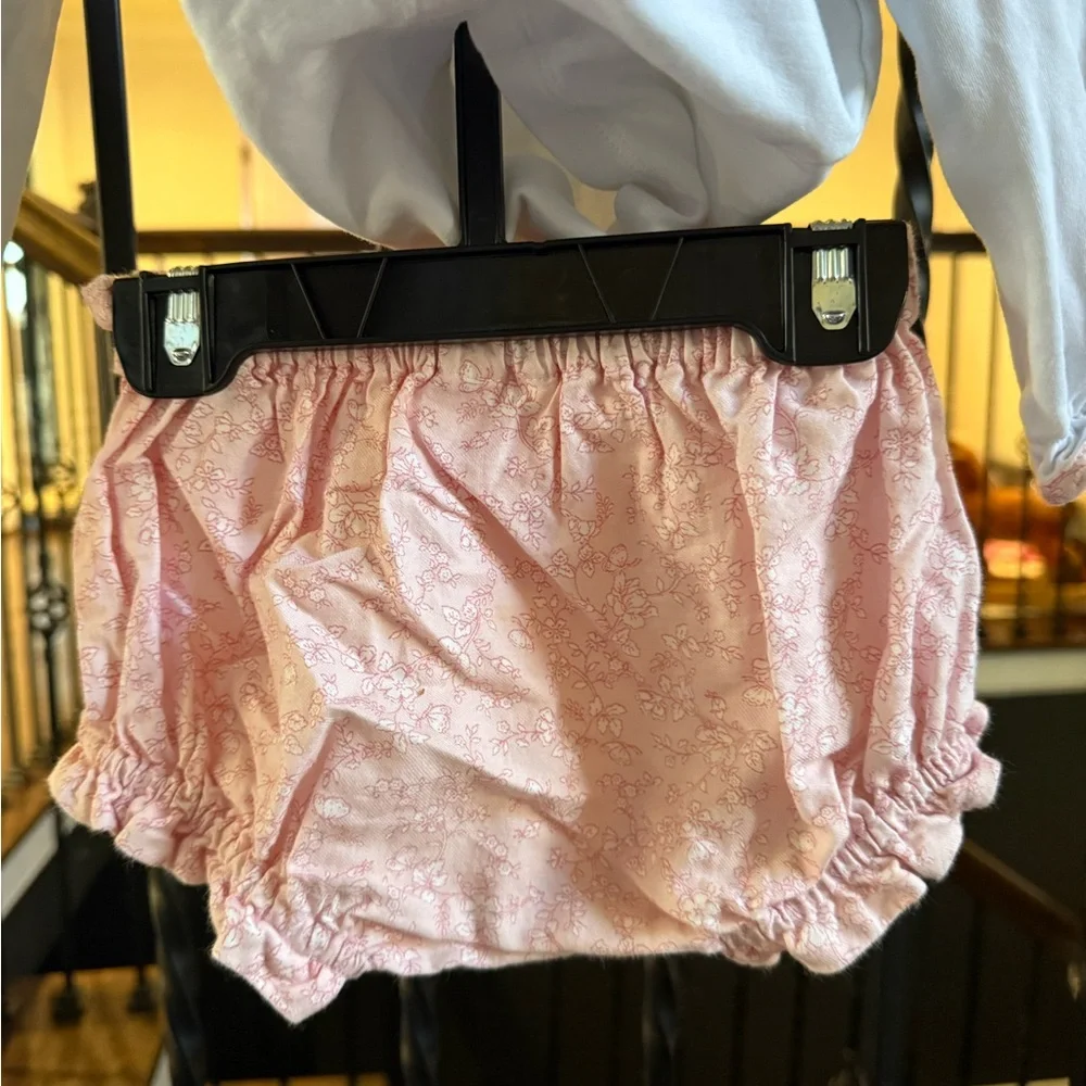 Pink and White Floral Petite Baby Bloomer Set
